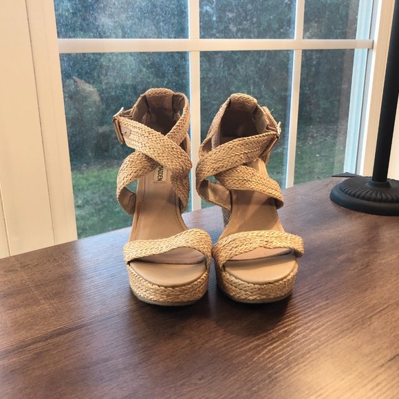 Steve Madden Natural Woven Platform Sandal Heel - Picture 2 of 8